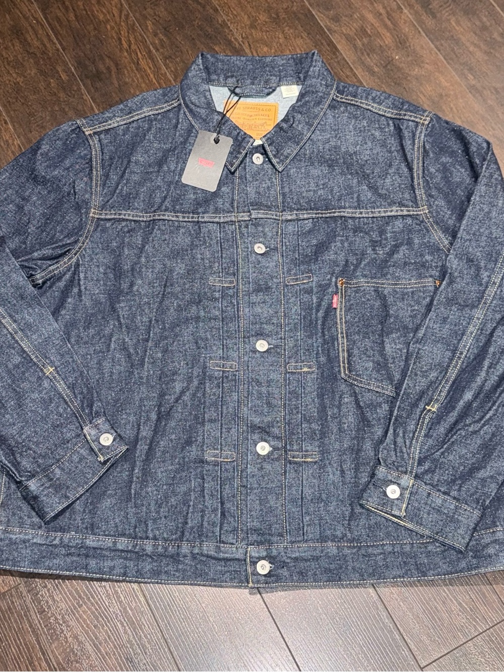 NWT Levi's Type 1 Denim Selvedge Trucker Jacket Mens Size 2XL Cinch Back Hemp